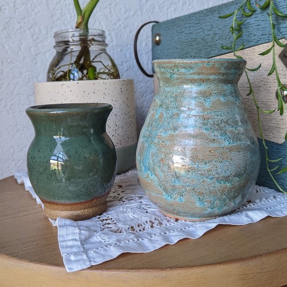 Handmade Other - Teal Blue and Green Handmade Pottery Vases